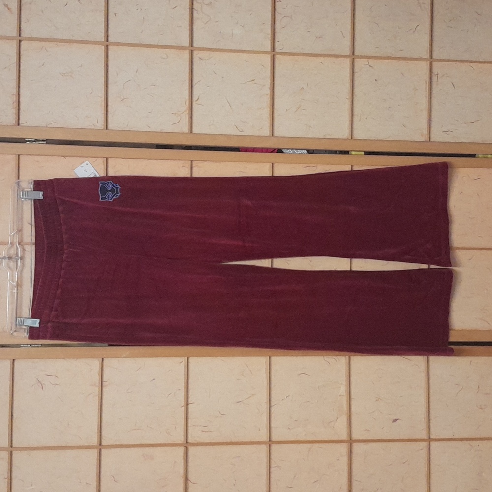 Wakanda Forever Burgundy Velvet Flared Lounge Pants with Embroidered Patch SizeM